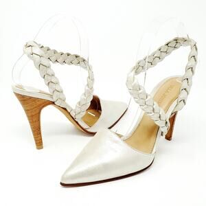 Ulla Johnson Bibi D'Orsay Leather Heel Pumps Metallic Gold Braided 37